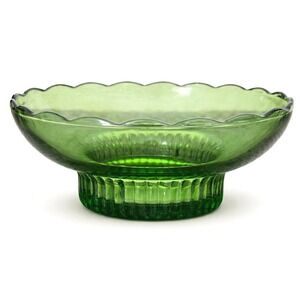 1950s E.O. Brody Co Vintage Emerald Glass Farmhouse Cottagecore Vanity Catchall